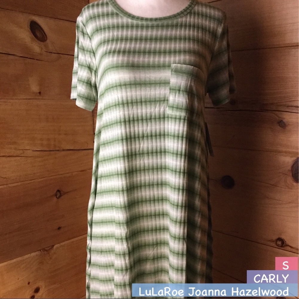 NWT Small Green Striped LuLaRoe Carly Dress